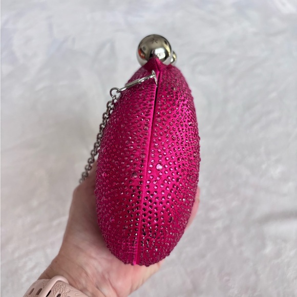 NINA Xio Fantasy Pink Glass Crystal Minaudiere Evening Clutch Handbag--NWT - Picture 7 of 15